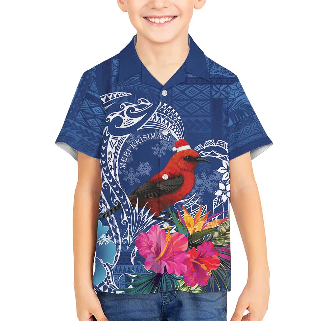 Personalized Samoa Christmas Hawaiian Shirt Cardinal Honeyeater Mix Siapo