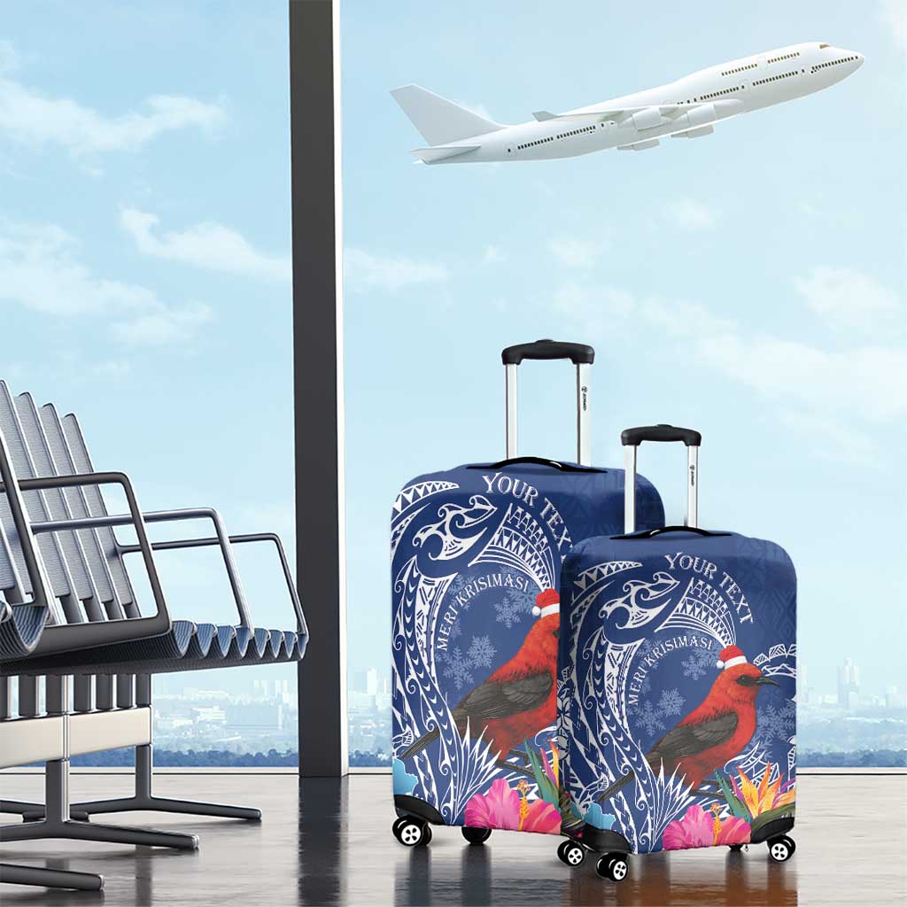 Personalized Samoa Christmas Luggage Cover Cardinal Honeyeater Mix Siapo