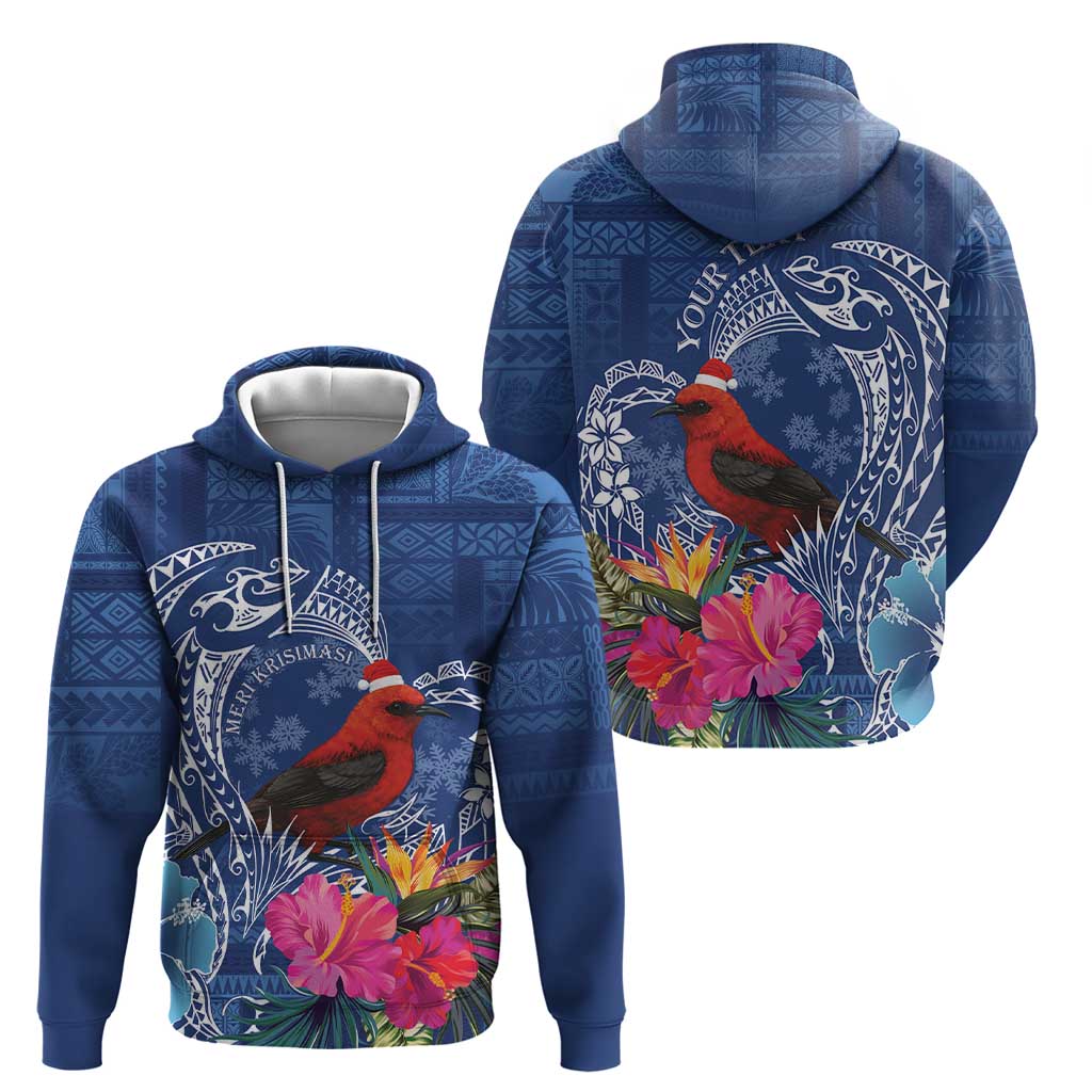 Personalized Samoa Christmas Zip Hoodie Cardinal Honeyeater Mix Siapo