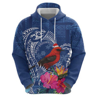 Personalized Samoa Christmas Zip Hoodie Cardinal Honeyeater Mix Siapo