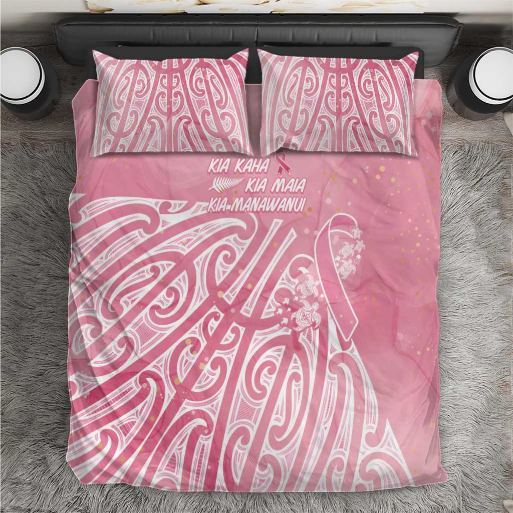 Breast Cancer Awareness Maori Bedding Set Kia Kaha Kia Maia Kia Manawanui - Polynesian Pride