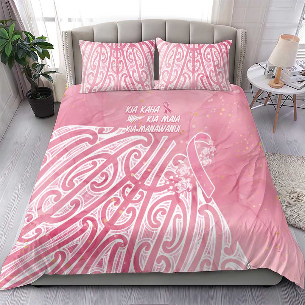 Breast Cancer Awareness Maori Bedding Set Kia Kaha Kia Maia Kia Manawanui - Polynesian Pride