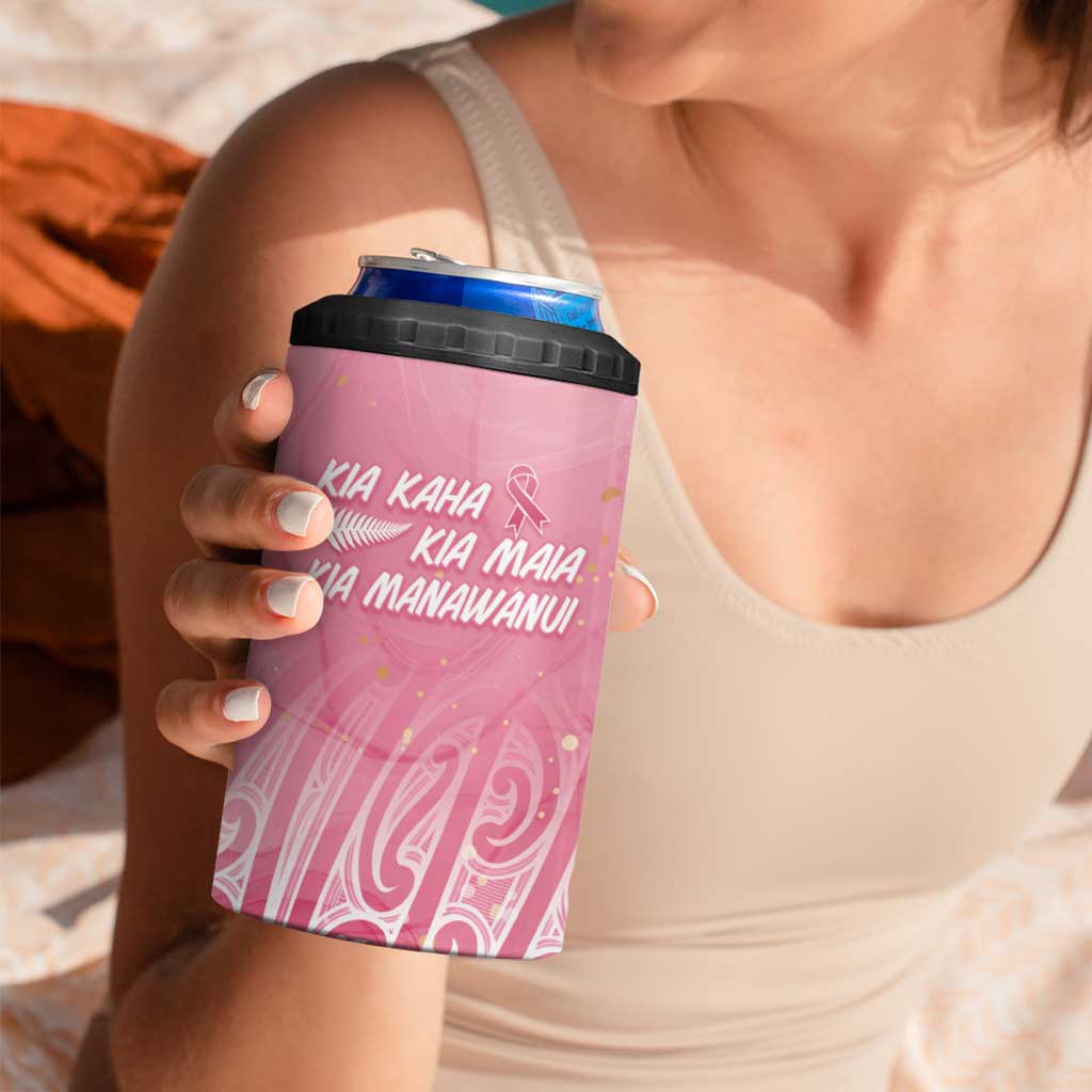 Breast Cancer Awareness Maori 4 in 1 Can Cooler Tumbler Kia Kaha Kia Maia Kia Manawanui - Polynesian Pride