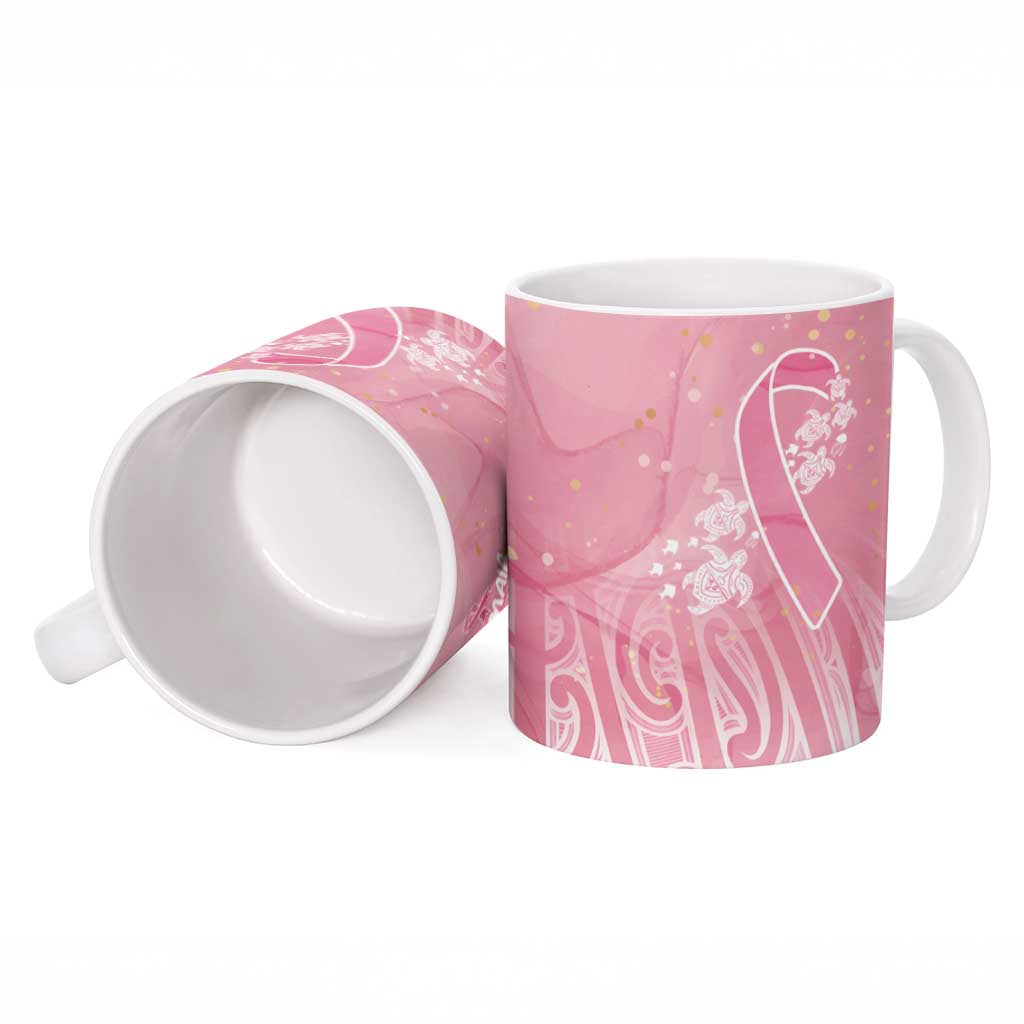 Breast Cancer Awareness Maori Ceramic Mug Kia Kaha Kia Maia Kia Manawanui - Polynesian Pride