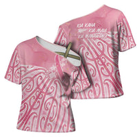Breast Cancer Awareness Maori Cross Shoulder Shirt Kia Kaha Kia Maia Kia Manawanui - Polynesian Pride