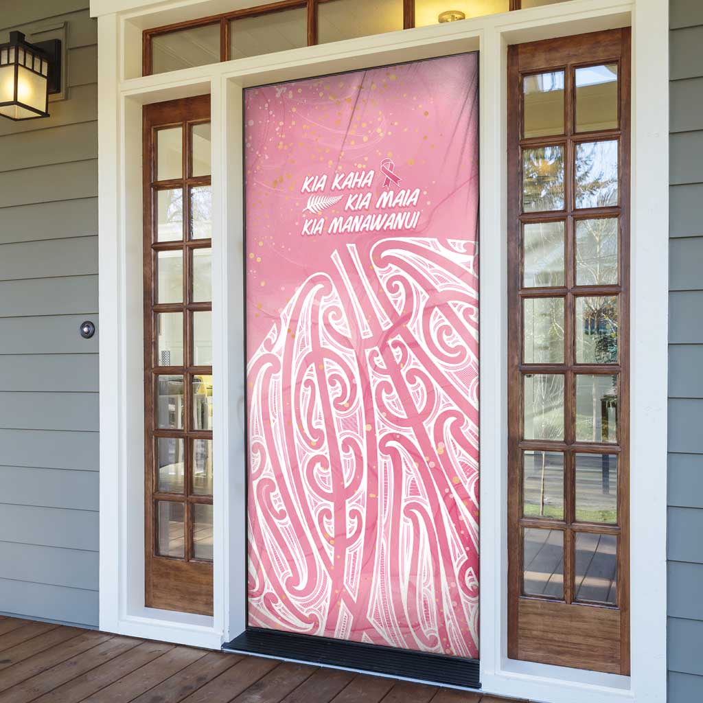 Breast Cancer Awareness Maori Door Cover Kia Kaha Kia Maia Kia Manawanui - Polynesian Pride