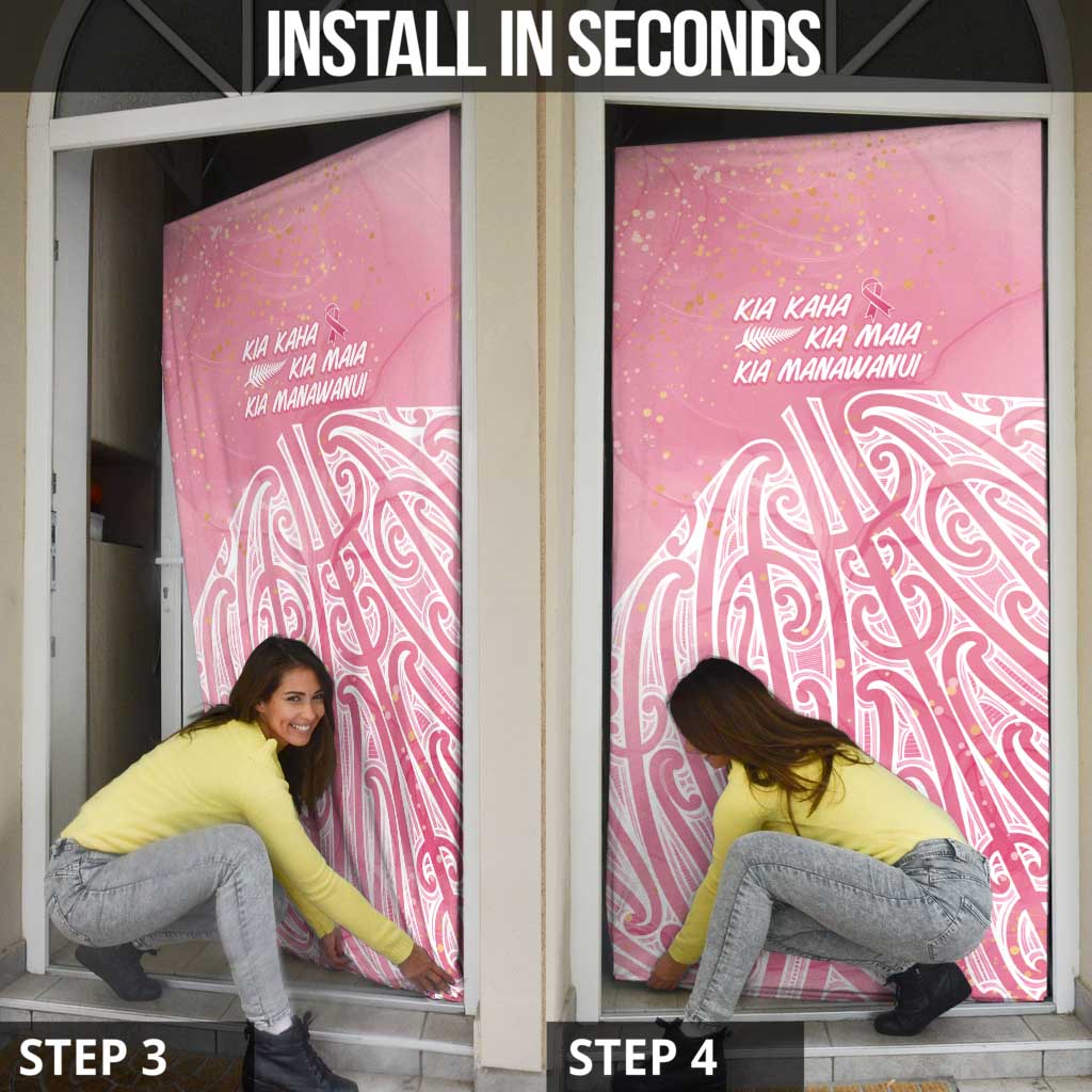 Breast Cancer Awareness Maori Door Cover Kia Kaha Kia Maia Kia Manawanui - Polynesian Pride
