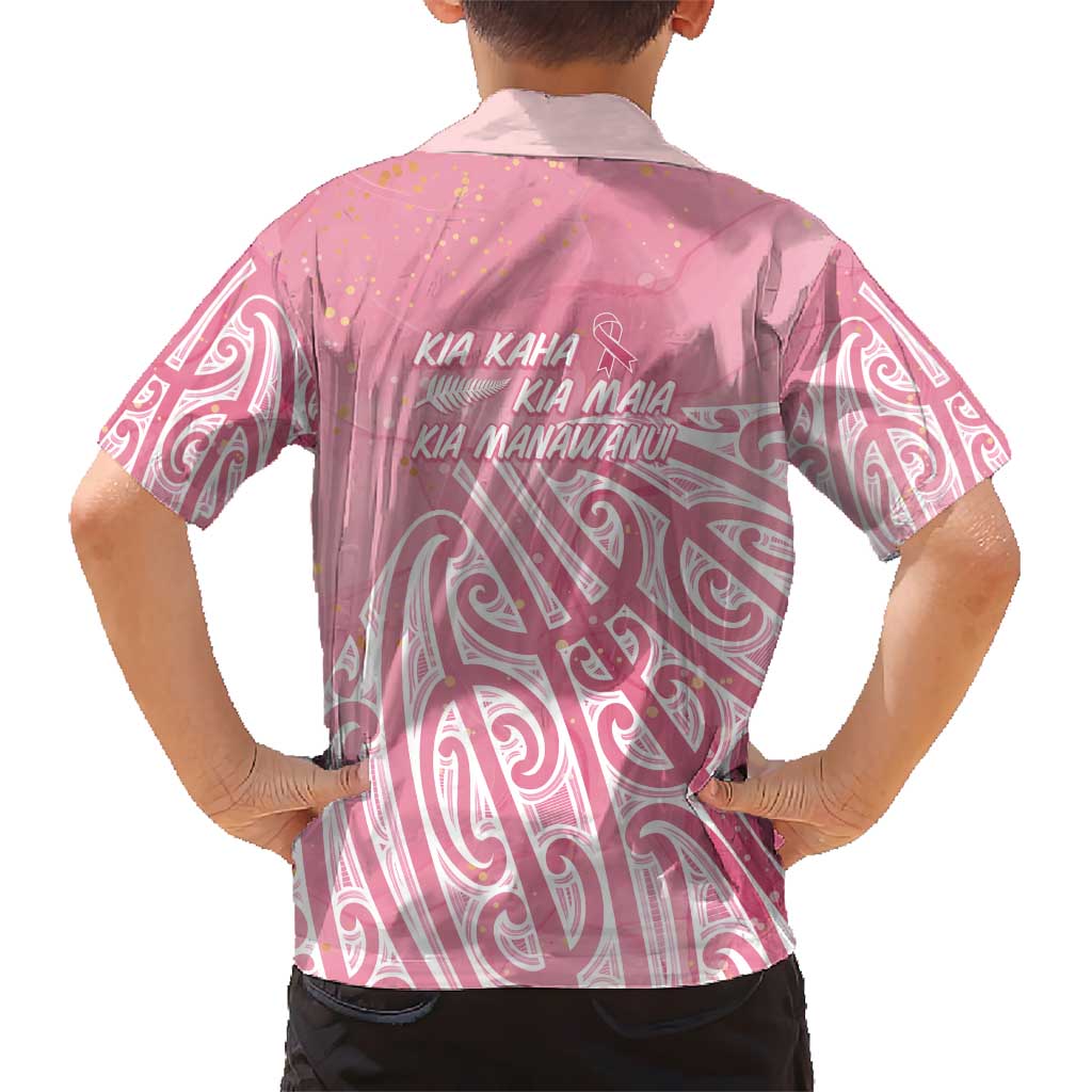Breast Cancer Awareness Maori Kid Hawaiian Shirt Kia Kaha Kia Maia Kia Manawanui - Polynesian Pride