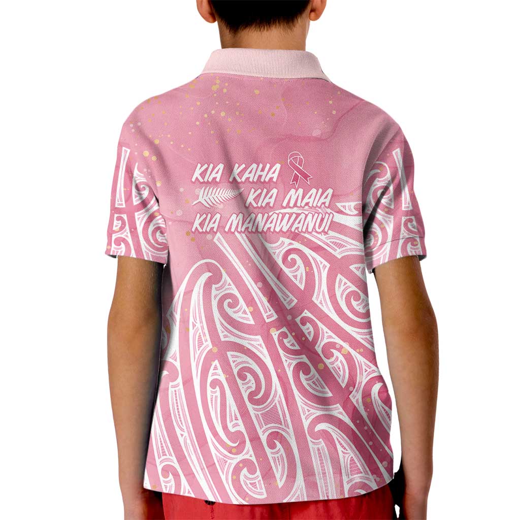 Breast Cancer Awareness Maori Kid Polo Shirt Kia Kaha Kia Maia Kia Manawanui - Polynesian Pride