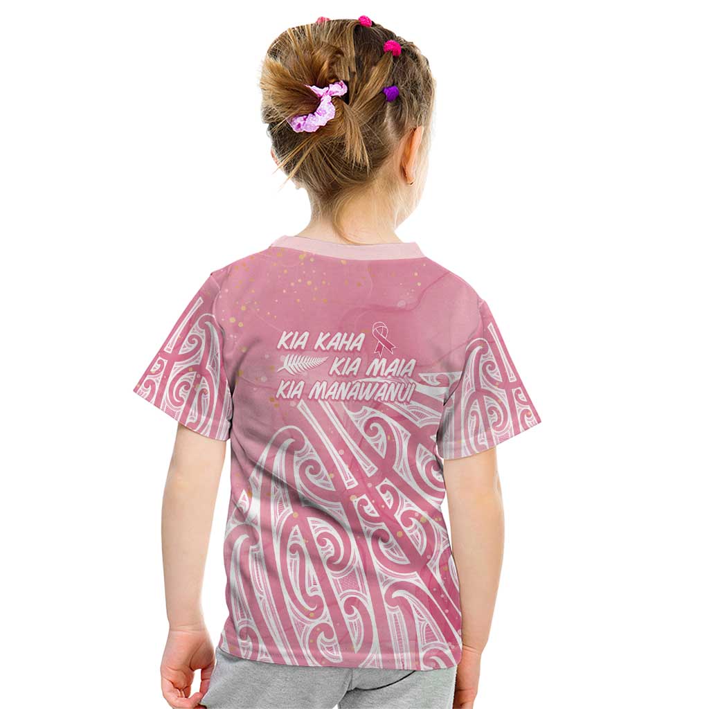 Breast Cancer Awareness Maori Kid T Shirt Kia Kaha Kia Maia Kia Manawanui - Polynesian Pride