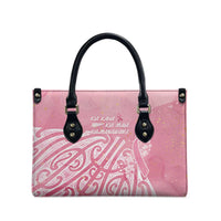 Breast Cancer Awareness Maori Leather Bag Kia Kaha Kia Maia Kia Manawanui - Polynesian Pride
