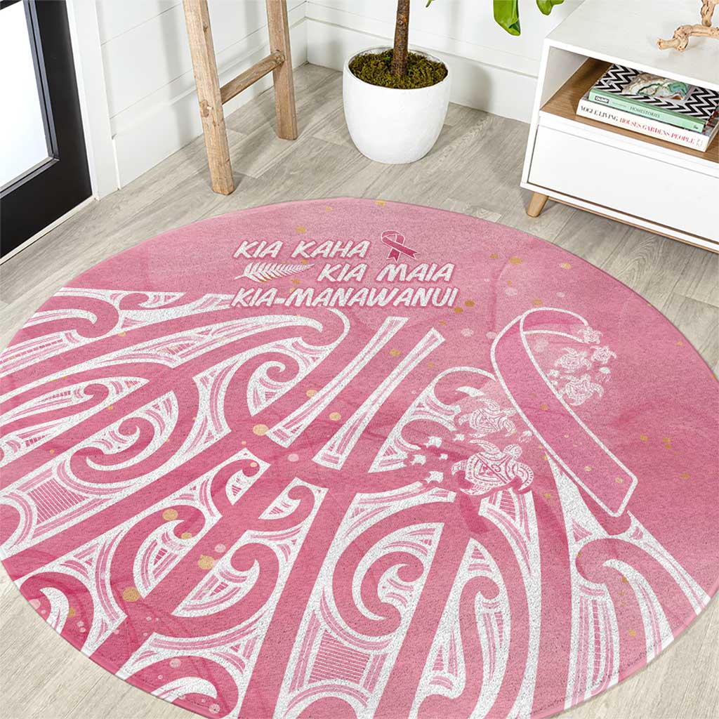 Breast Cancer Awareness Maori Round Carpet Kia Kaha Kia Maia Kia Manawanui - Polynesian Pride