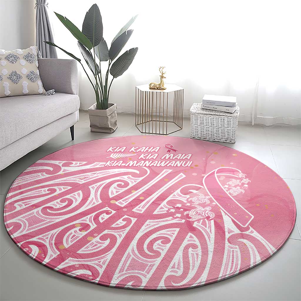 Breast Cancer Awareness Maori Round Carpet Kia Kaha Kia Maia Kia Manawanui - Polynesian Pride