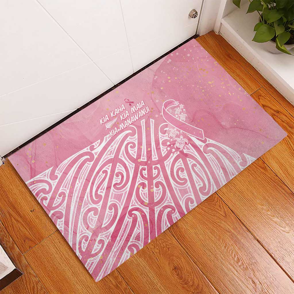 Breast Cancer Awareness Maori Rubber Doormat Kia Kaha Kia Maia Kia Manawanui - Polynesian Pride