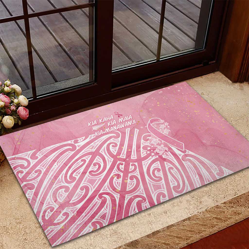 Breast Cancer Awareness Maori Rubber Doormat Kia Kaha Kia Maia Kia Manawanui - Polynesian Pride