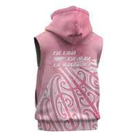 Breast Cancer Awareness Maori Sleeveless Hoodie Kia Kaha Kia Maia Kia Manawanui - Polynesian Pride