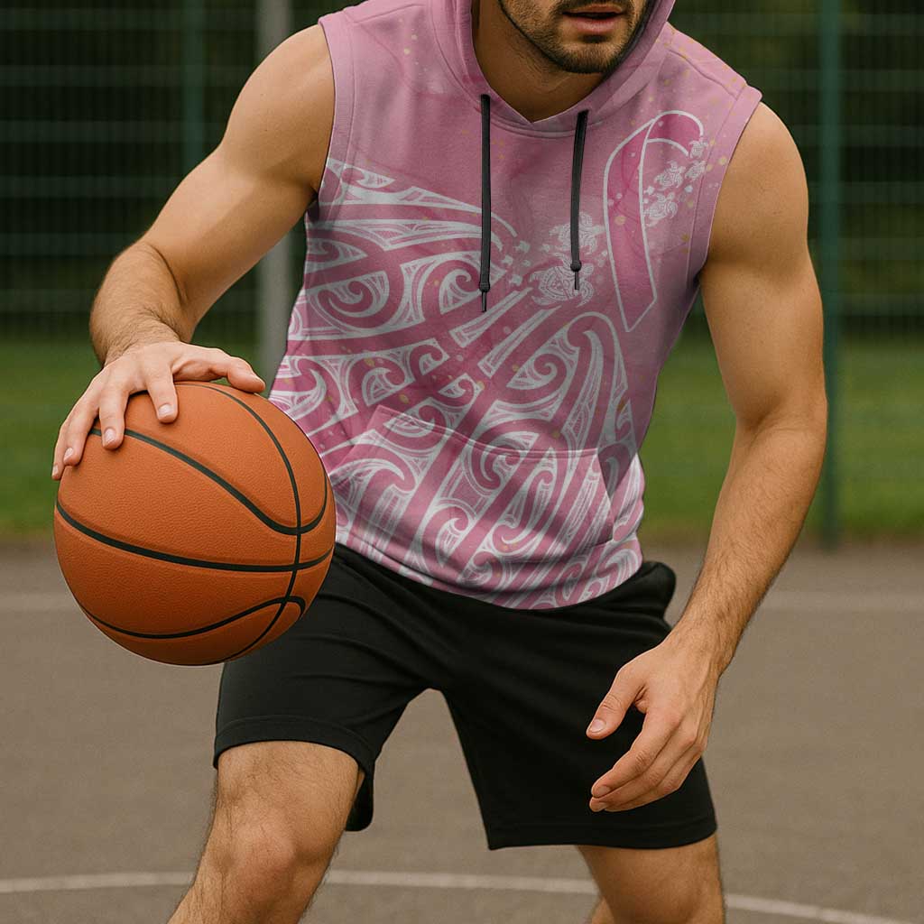 Breast Cancer Awareness Maori Sleeveless Hoodie Kia Kaha Kia Maia Kia Manawanui - Polynesian Pride