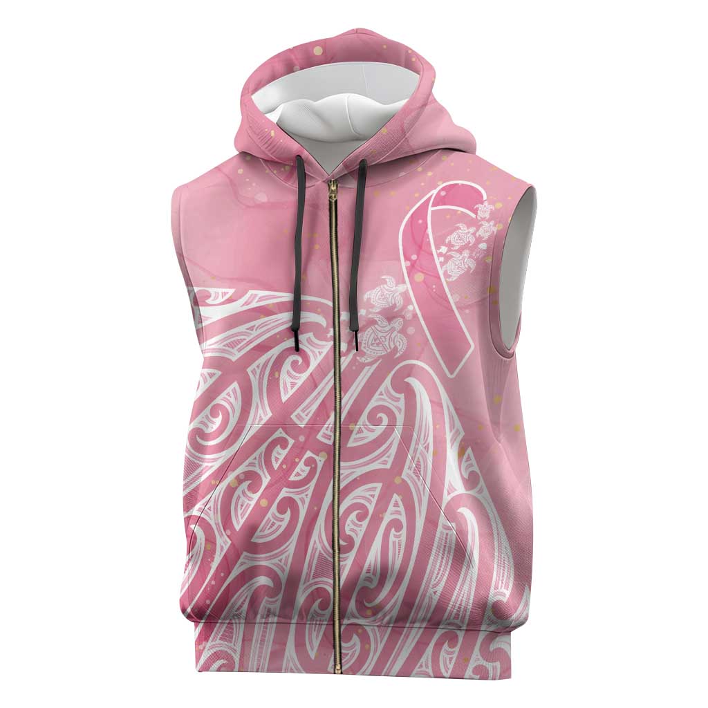 Breast Cancer Awareness Maori Sleeveless Zip Hoodie Kia Kaha Kia Maia Kia Manawanui - Polynesian Pride