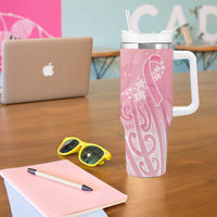 Breast Cancer Awareness Maori Tumbler With Handle Kia Kaha Kia Maia Kia Manawanui - Polynesian Pride