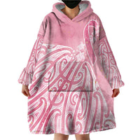 Breast Cancer Awareness Maori Wearable Blanket Hoodie Kia Kaha Kia Maia Kia Manawanui - Polynesian Pride