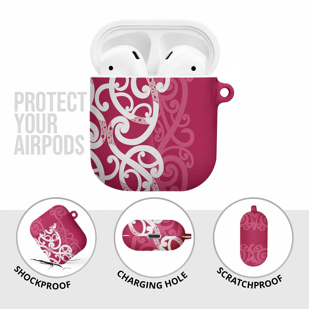 Breast Cancer Awareness Maori AirPods Case Koru Kowhaiwhai - Polynesian Pride