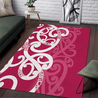Breast Cancer Awareness Maori Area Rug Koru Kowhaiwhai - Polynesian Pride