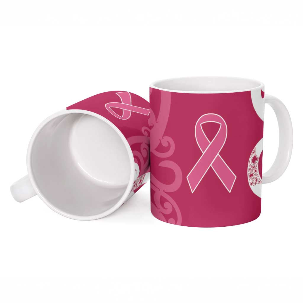 Breast Cancer Awareness Maori Ceramic Mug Koru Kowhaiwhai - Polynesian Pride
