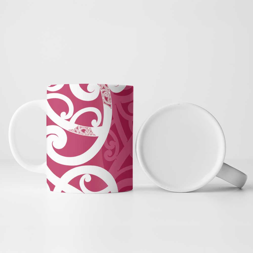 Breast Cancer Awareness Maori Ceramic Mug Koru Kowhaiwhai - Polynesian Pride