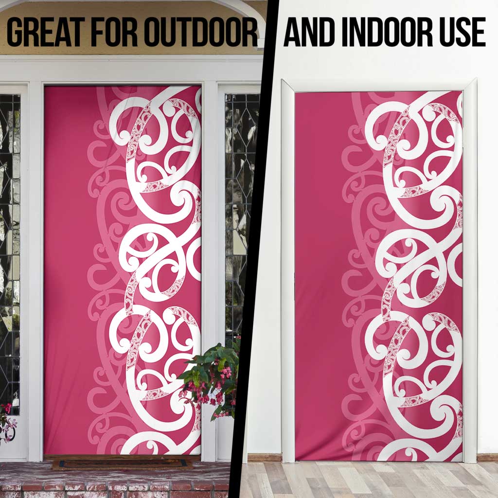 Breast Cancer Awareness Maori Door Cover Koru Kowhaiwhai - Polynesian Pride