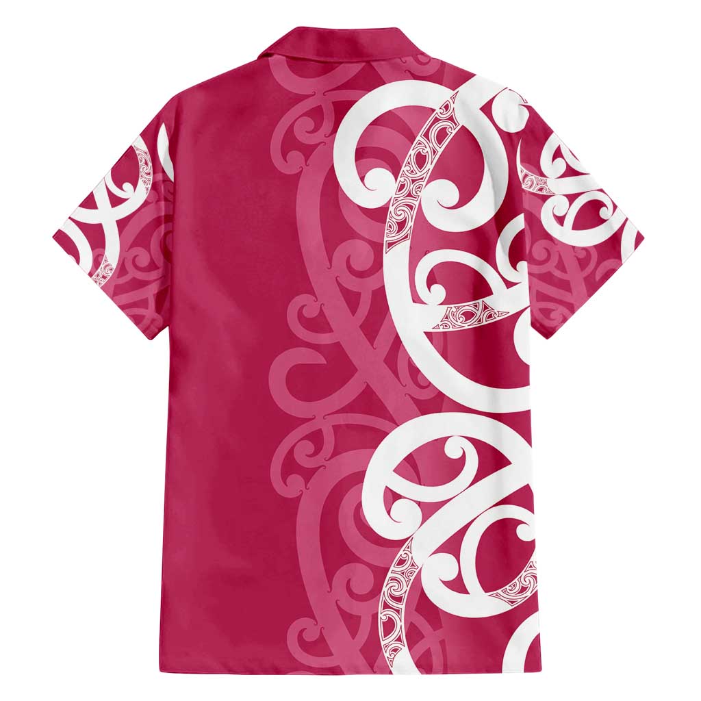 Breast Cancer Awareness Maori Family Matching Long Sleeve Bodycon Dress and Hawaiian Shirt Koru Kowhaiwhai - Polynesian Pride