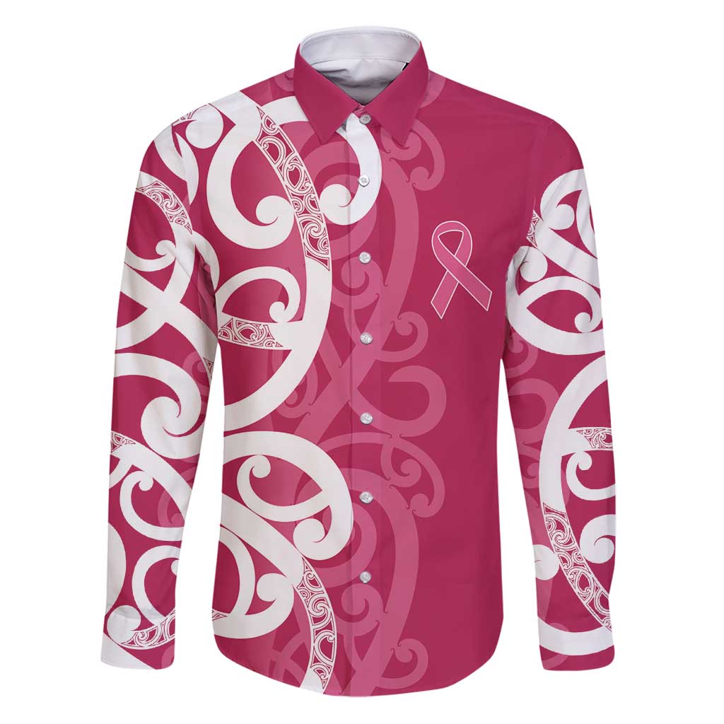 Breast Cancer Awareness Maori Family Matching Puletasi and Hawaiian Shirt Koru Kowhaiwhai - Polynesian Pride