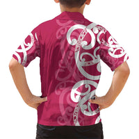 Breast Cancer Awareness Maori Family Matching Short Sleeve Bodycon Dress and Hawaiian Shirt Koru Kowhaiwhai - Polynesian Pride