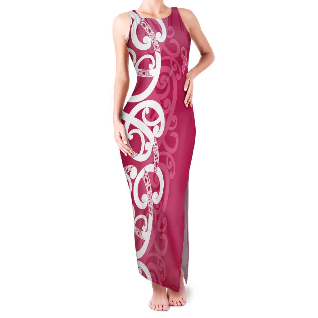 Breast Cancer Awareness Maori Family Matching Tank Maxi Dress and Hawaiian Shirt Koru Kowhaiwhai - Polynesian Pride