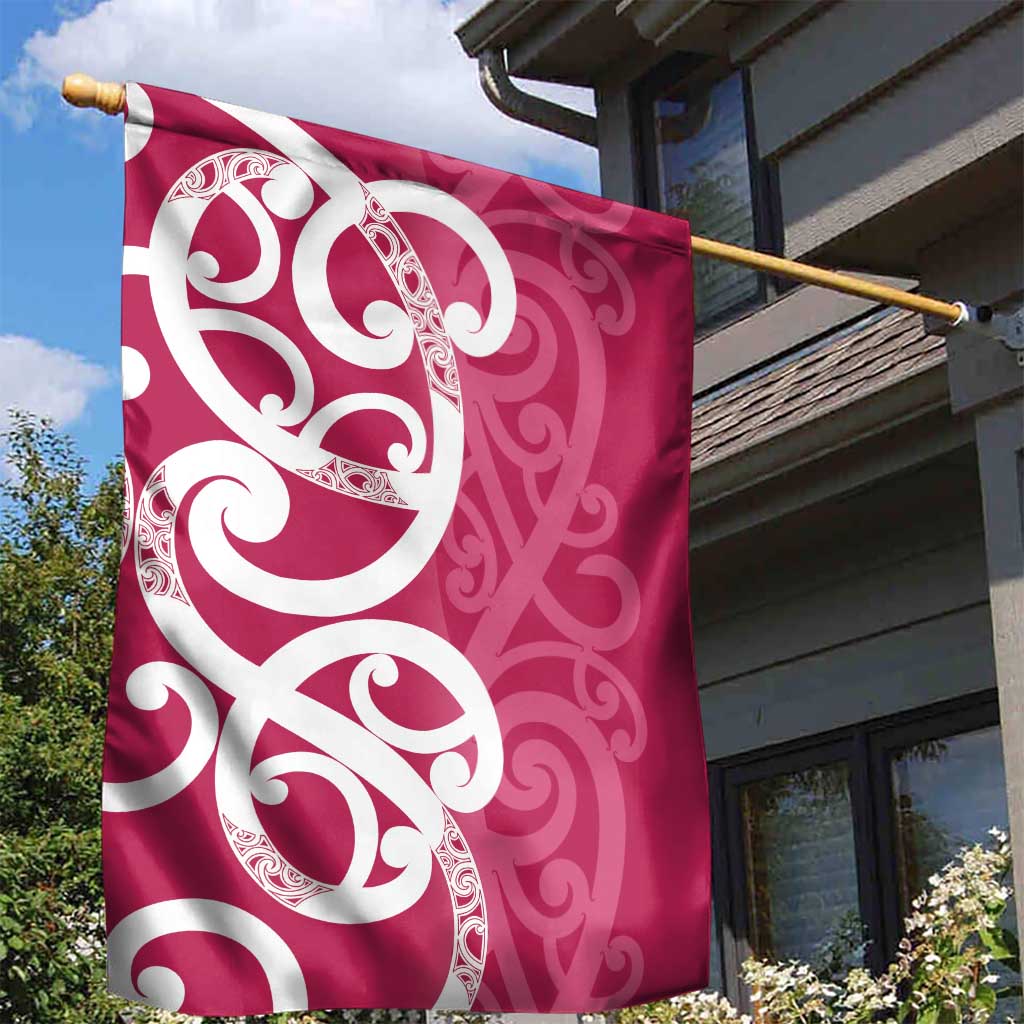 Breast Cancer Awareness Maori Garden Flag Koru Kowhaiwhai - Polynesian Pride