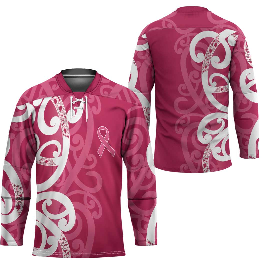 Breast Cancer Awareness Maori Hockey Jersey Koru Kowhaiwhai - Polynesian Pride