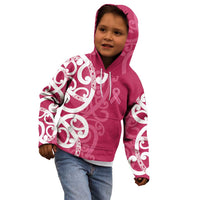 Breast Cancer Awareness Maori Kid Hoodie Koru Kowhaiwhai - Polynesian Pride