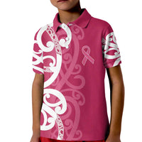 Breast Cancer Awareness Maori Kid Polo Shirt Koru Kowhaiwhai - Polynesian Pride