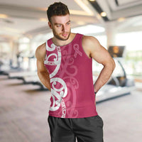 Breast Cancer Awareness Maori Men Tank Top Koru Kowhaiwhai - Polynesian Pride