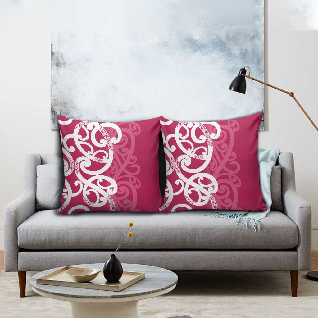 Breast Cancer Awareness Maori Pillow Cover Koru Kowhaiwhai - Polynesian Pride