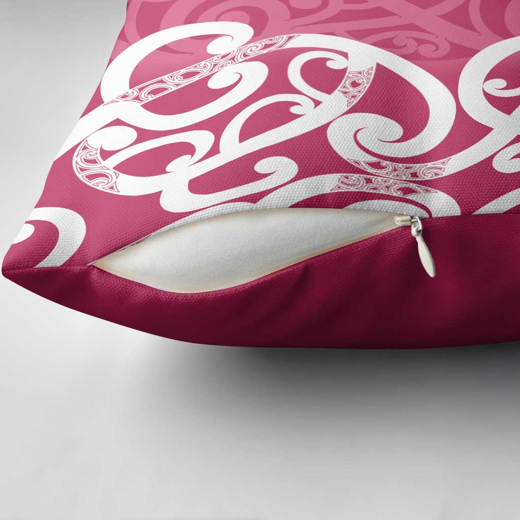 Breast Cancer Awareness Maori Pillow Cover Koru Kowhaiwhai - Polynesian Pride