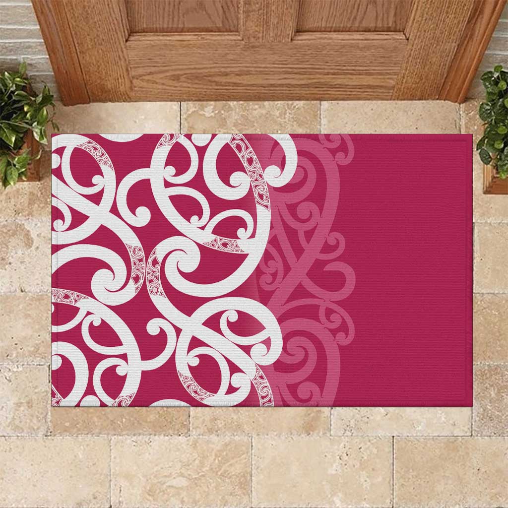 Breast Cancer Awareness Maori Rubber Doormat Koru Kowhaiwhai - Polynesian Pride
