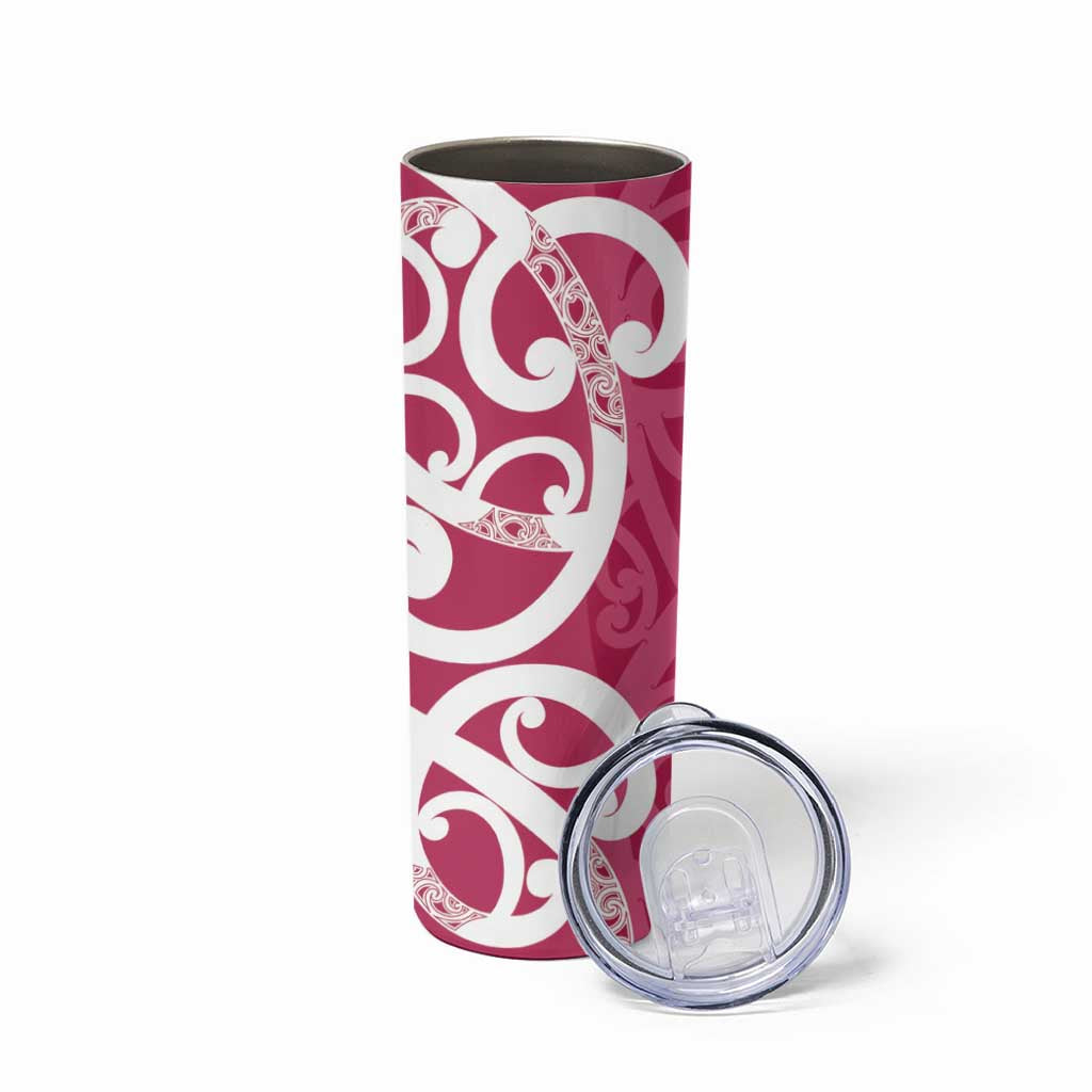 Breast Cancer Awareness Maori Skinny Tumbler Koru Kowhaiwhai - Polynesian Pride