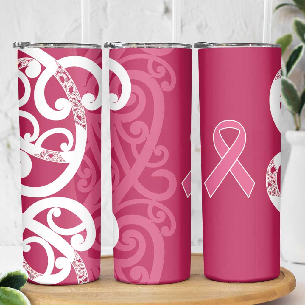 Breast Cancer Awareness Maori Skinny Tumbler Koru Kowhaiwhai - Polynesian Pride