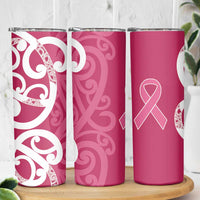 Breast Cancer Awareness Maori Skinny Tumbler Koru Kowhaiwhai - Polynesian Pride