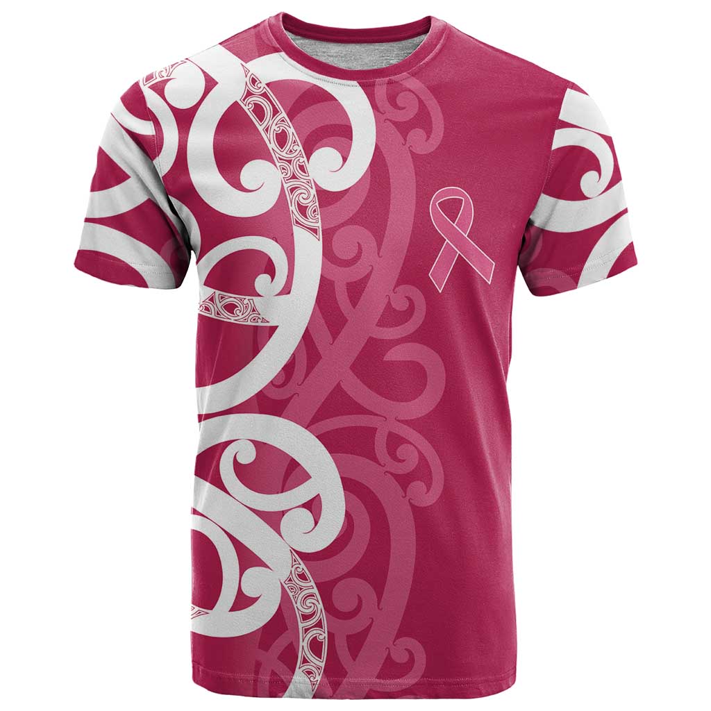 Breast Cancer Awareness Maori T Shirt Koru Kowhaiwhai - Polynesian Pride