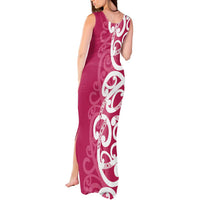 Breast Cancer Awareness Maori Tank Maxi Dress Koru Kowhaiwhai - Polynesian Pride
