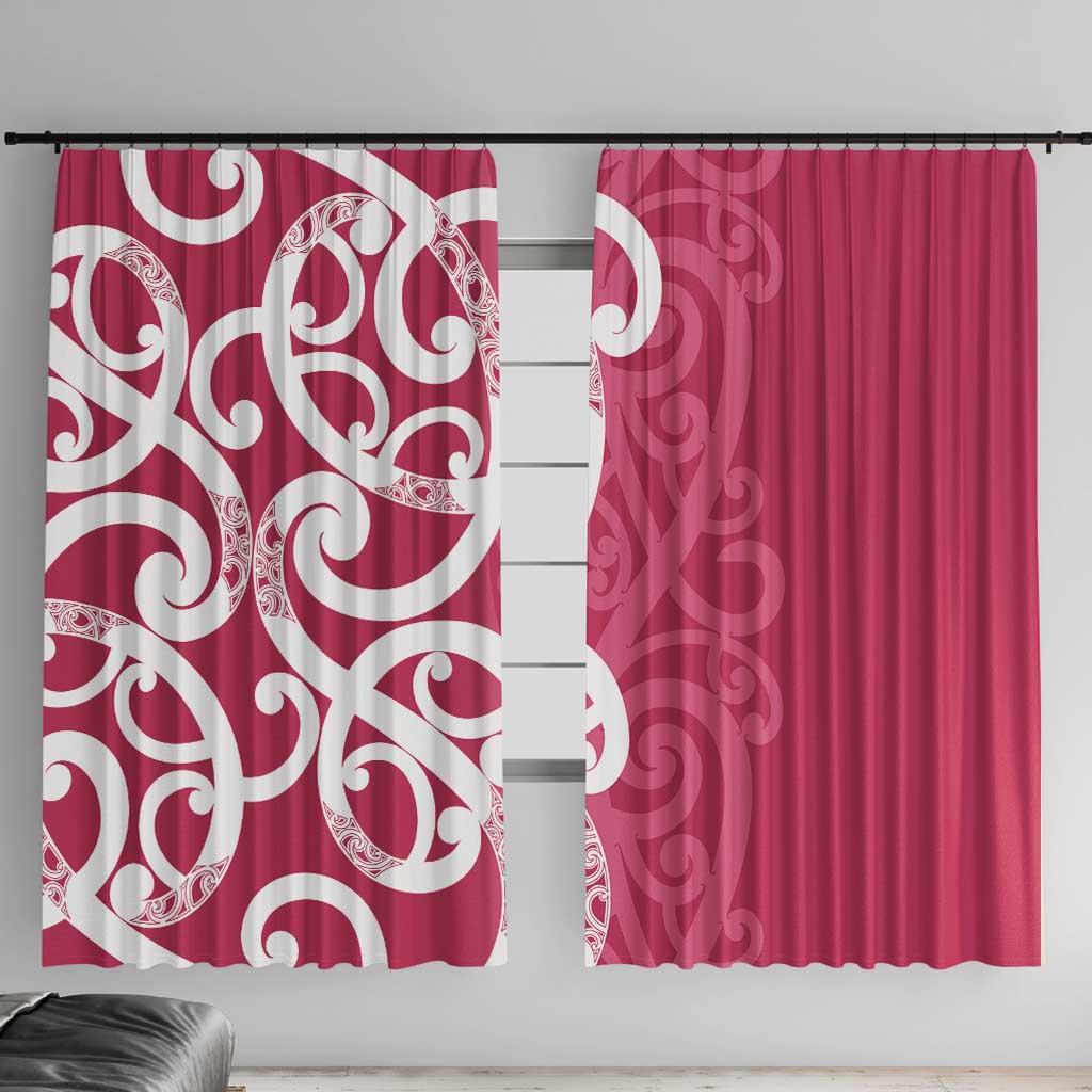 Breast Cancer Awareness Maori Window Curtain Koru Kowhaiwhai - Polynesian Pride