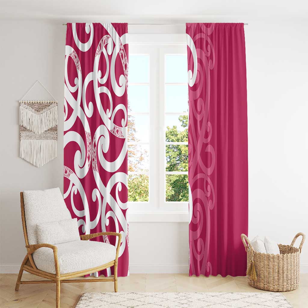 Breast Cancer Awareness Maori Window Curtain Koru Kowhaiwhai - Polynesian Pride