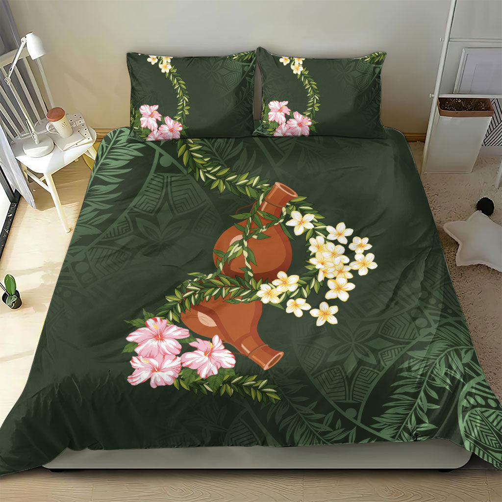 Aloha Hawaii Ipu Gourd Mix Maile Lei Bedding Set Sage Green LT7 - Polynesian Pride