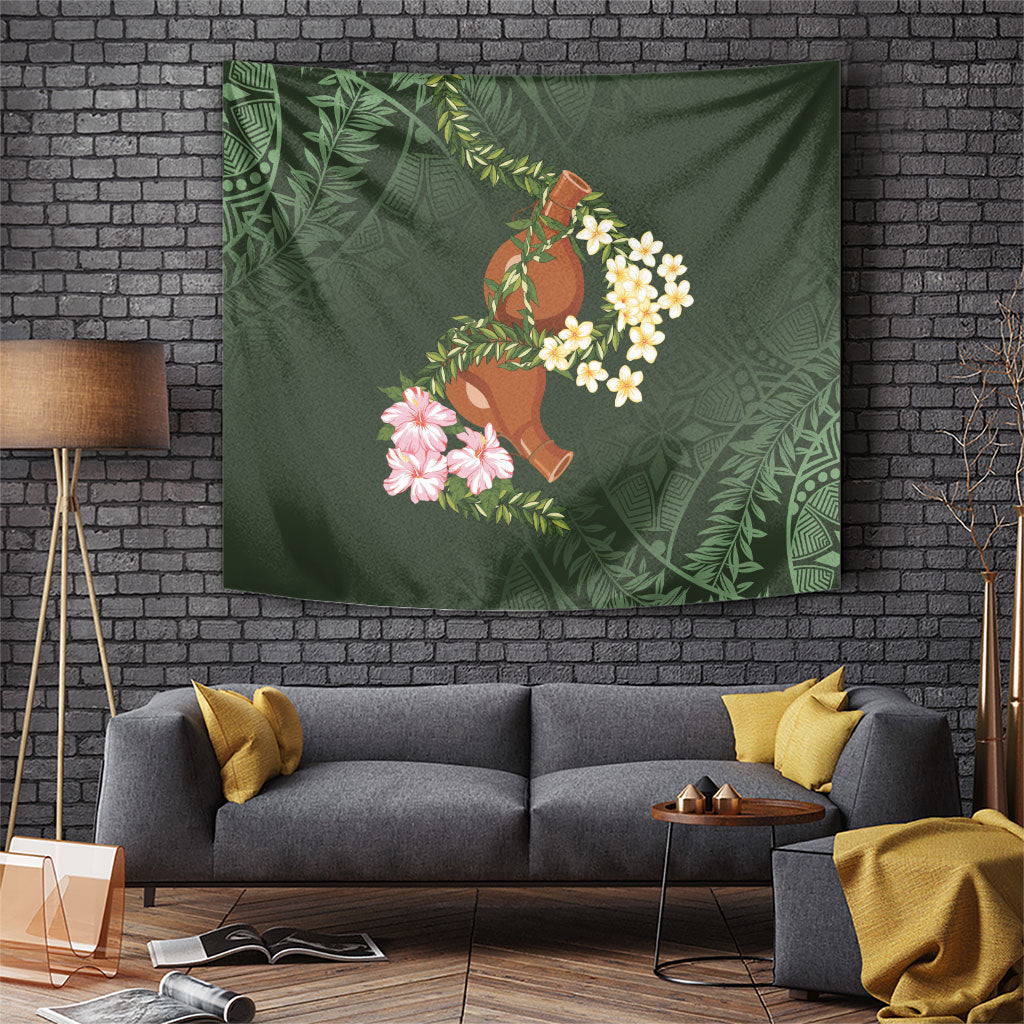 Aloha Hawaii Ipu Gourd Mix Maile Lei Tapestry Sage Green LT7 Sage Green - Polynesian Pride